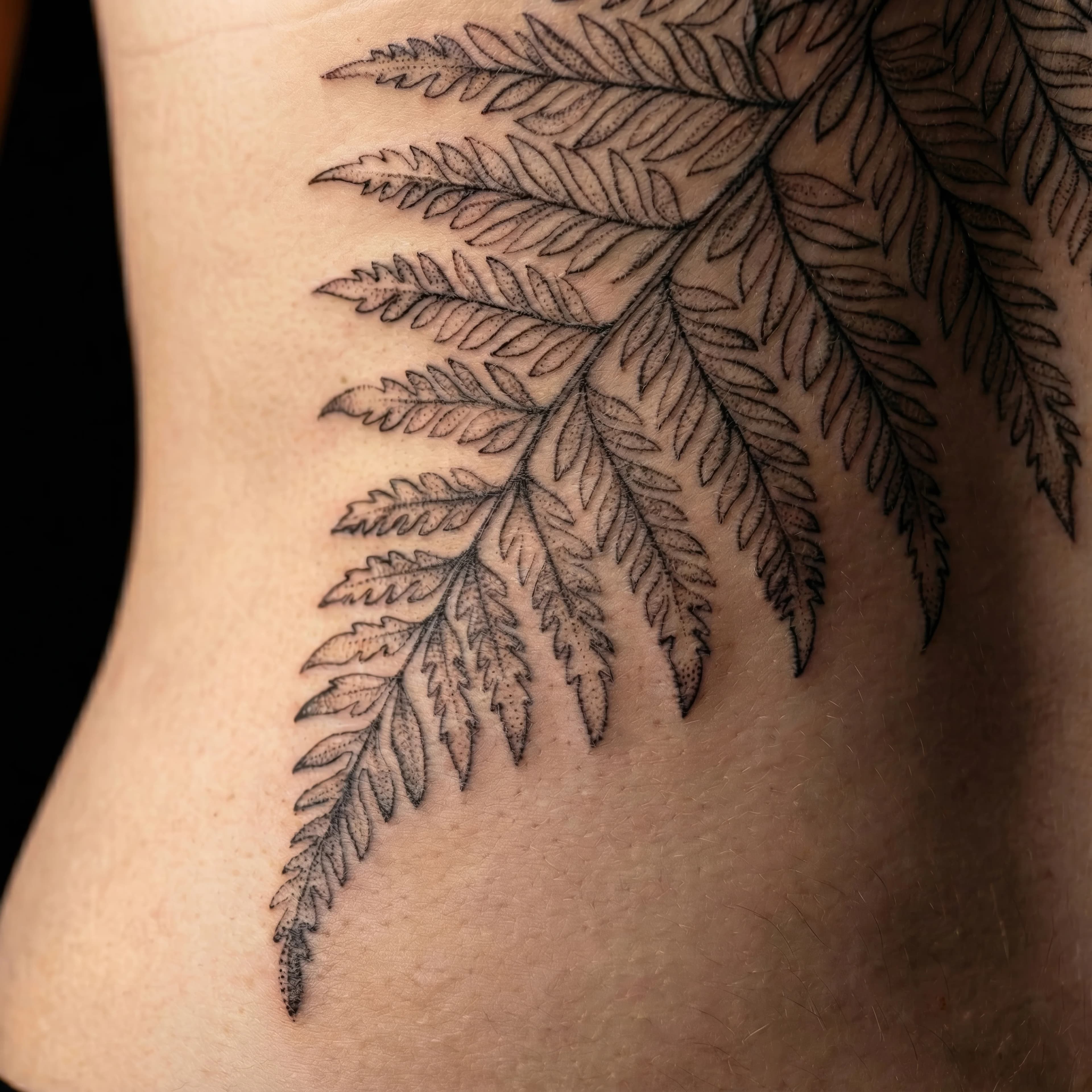 Linework session in progress, full back visible